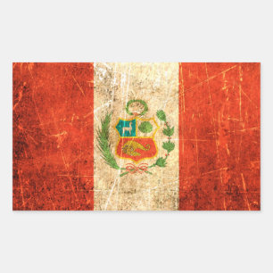 Adesivo Retangular Bandeira riscada e vestida dos Peruvian do vintage