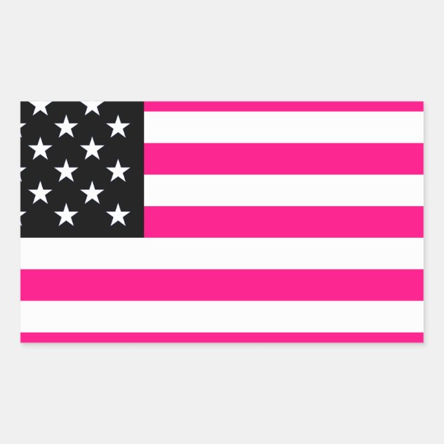 Adesivo Retangular bandeira rosa americana (Frente)