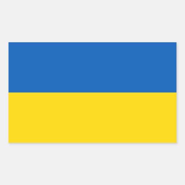 Adesivo Retangular Bandeira ucraniana. Apoiando a Ucrânia (Frente)