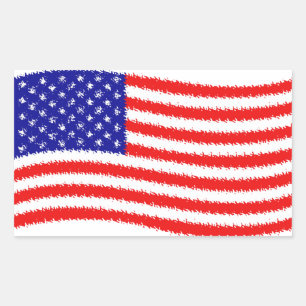 Adesivo Retangular bandeira Wavy American