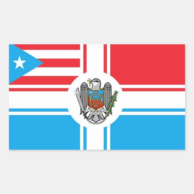 Adesivo Retangular Bandera Pitirre-Puerto Rico Flag Sticker (Frente)