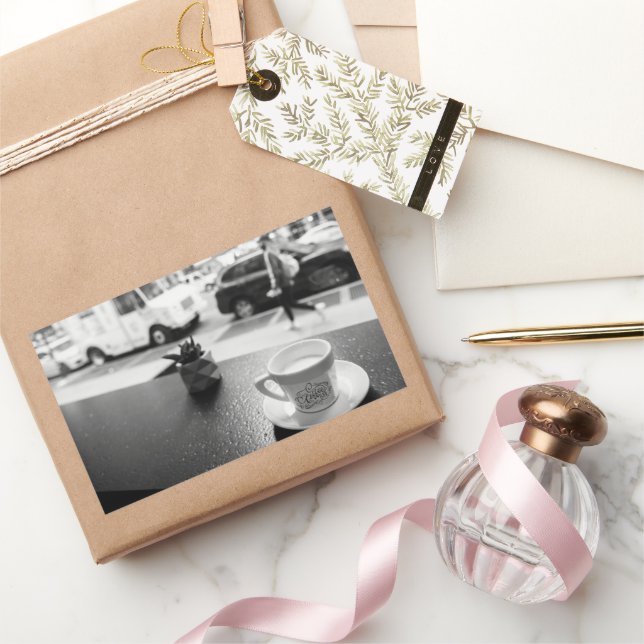 Adesivo Retangular Bar de café charmoso (Presentear)