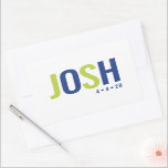 Adesivo Retangular BAR MITZVAH NAME LOGOTIPO verde limão azul real in<br><div class="desc">pelo kat massard >> WWW.SIMPLYSWEETPAPERIE.COM <<<< Precisa de ajuda para seu próprio nome / evento ou para um produto diferente? entre em contato comigo kat@simplysweetpaperie.com - Estou feliz em ajudar :D</div>