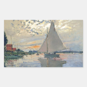 Adesivo Retangular Barco à Vela de Monet Impressionismo Francês Arte 