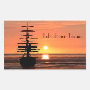 Adesivo Retangular Barco com nascer do sol autocolante
