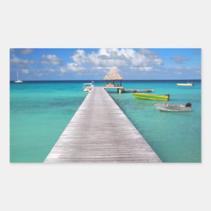 Adesivo Retangular Barcos num jato no retângulo do Pacífico