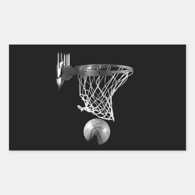 Adesivo Retangular Basquete preto e branco (Frente)