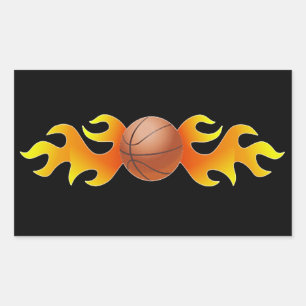 Adesivo Retangular Basquetebol com chamas