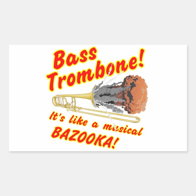 Adesivo Retangular Bass Trombone Musical Bazooka (Frente)