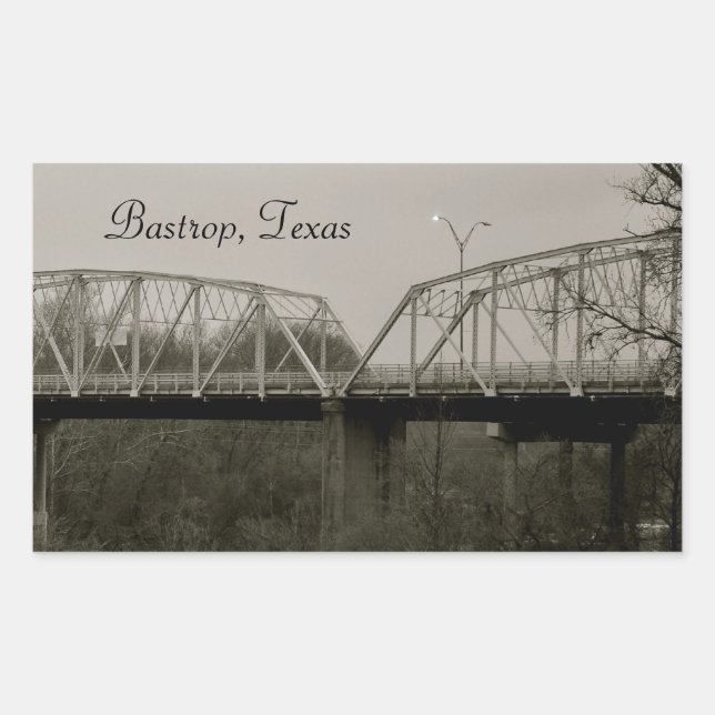 Adesivo Retangular Bastrop, Texas Old Iron Bridge Sticker (Frente)