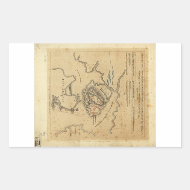 Adesivo Retangular Batalha da Revolução Americana de Bunker Hill 1775 (Frente)