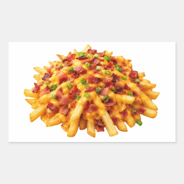 Adesivo Retangular Batata Frita Carregada Com Queijo E Bacon (Frente)