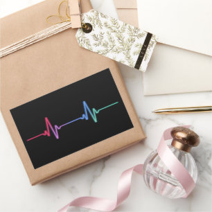 Adesivo Retangular Batimento cardíaco Orgulho arco-íris LGBTQ Ally