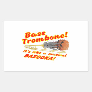 Adesivo Retangular Bazooka baixo do Musical do Trombone