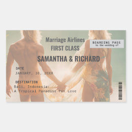 Adesivo Retangular Beach Wedding Boarding Pass Romantic