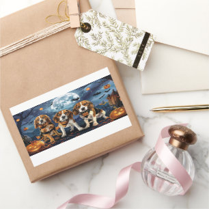 Adesivo Retangular Beagle Halloween Spooky