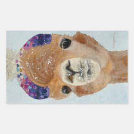 Adesivo Retangular Beanie Llama