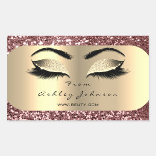 Adesivo Retangular Beauly Sparkly Glitter Rosa Dourado Lash do Endere