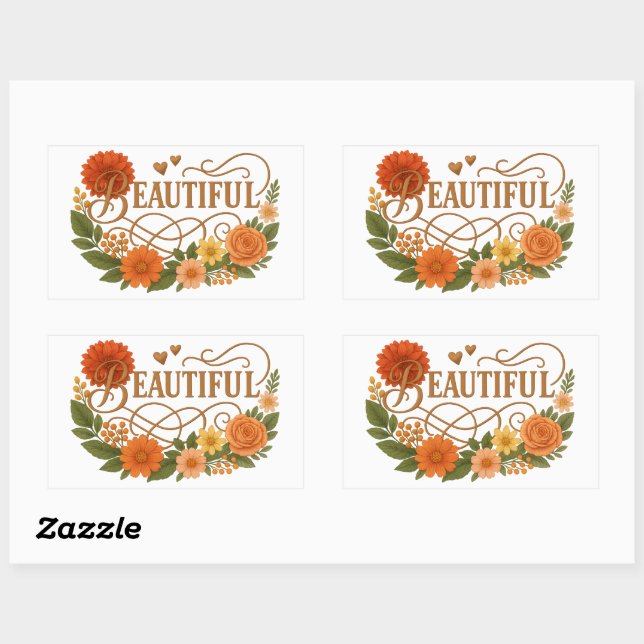 Adesivo Retangular Beautiful Embroidered Style Rectangle Stickers (Folha)