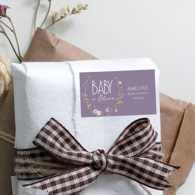 Adesivo Retangular Bebê Em Sangue De Flor Selvagem Púrpura Molhada (Criador carregado)