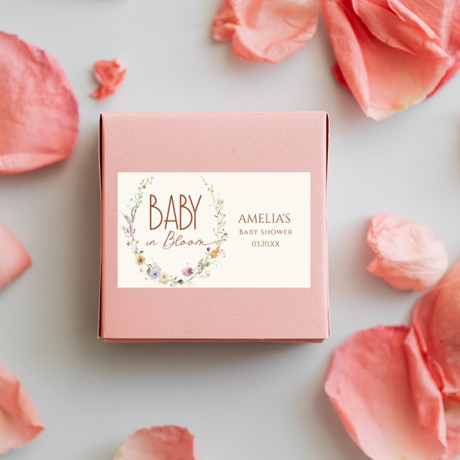 Adesivo Retangular Bebê no Bloom Rustic Terracotta Floral Chá de fral (Criador carregado)