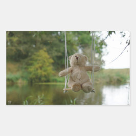 Adesivo Retangular Beertje op schommel aan boom