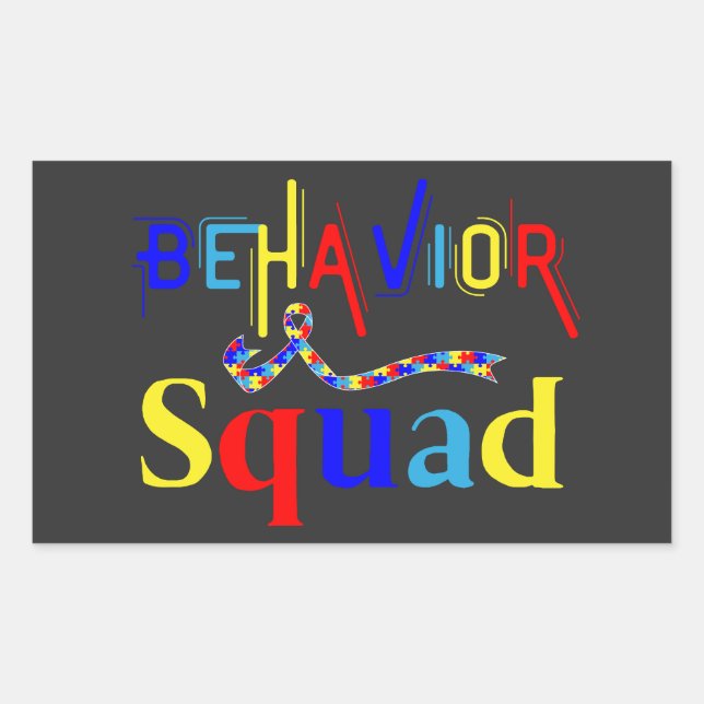 Adesivo Retangular Behaviour Squad April Autism Awarenes Comportament (Frente)