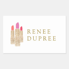 Adesivo Retangular Bela Sequência Dourada Lipstick Makeup Artist Beau