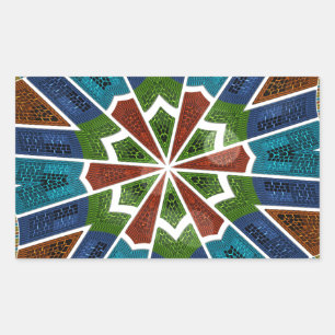 Adesivo Retangular Bela Tendência Têxtil Asiático Design Impressão