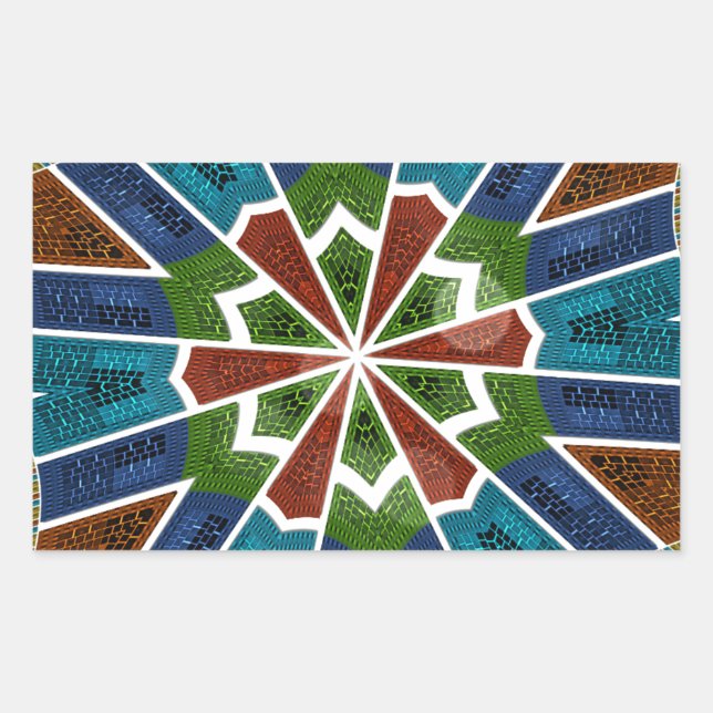 Adesivo Retangular Bela Tendência Têxtil Asiático Design Impressão (Frente)