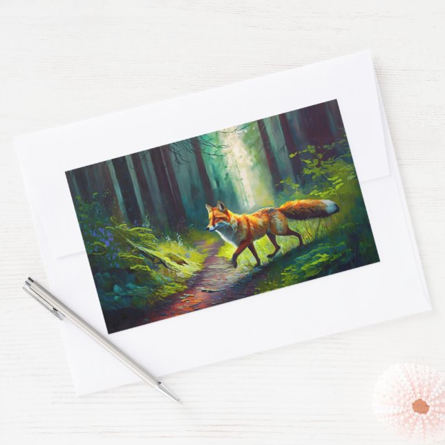 Adesivo Retangular Beleza de cabelos vermelhos na caça, moradores da  (Envelope)