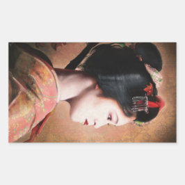 Adesivo Retangular Beleza de Geisha - legal pintura japonesa oriental