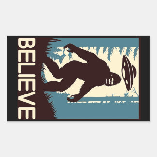 Adesivo Retangular BELIEVE Bigfoot UFO