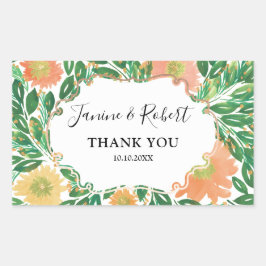 Adesivo Retangular Belo Casamento de Pintura Por Aquarela