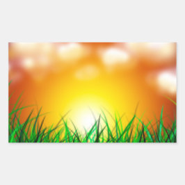 Adesivo Retangular Belo nascer do sol sobre um campo de grama