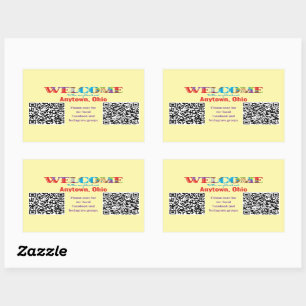 Adesivo Retangular BEM-VINDO ao Código QR Personalizado de Vizinhança