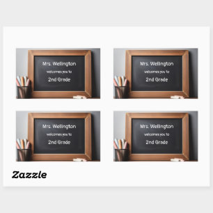 Adesivo Retangular Bem-vindo ao quadro negro personalizado do profess