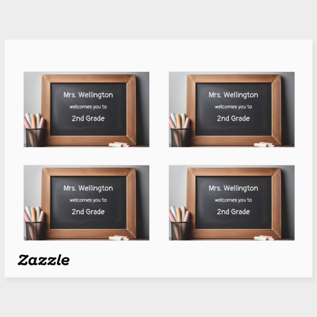 Adesivo Retangular Bem-vindo ao quadro negro personalizado do profess (Folha)