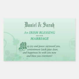 Adesivo Retangular Bênção de Felicitações de Casamento Irlandês