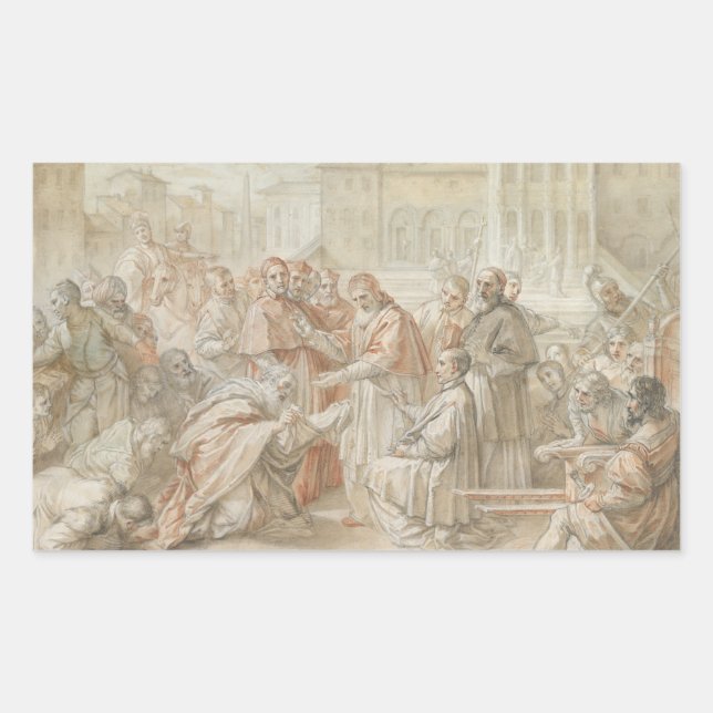 Adesivo Retangular Benedetto Luti - Pius V e o embaixador do (Frente)