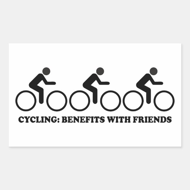Adesivo Retangular Benefícios do Ciclismo com Amigos (Frente)