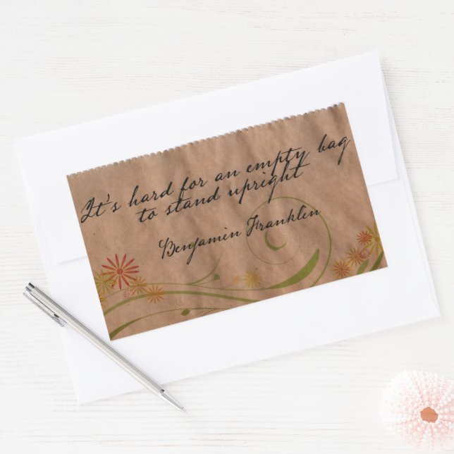 Adesivo Retangular Benjamin Franklin Inspirational Cote "Empty Bag" (Envelope)