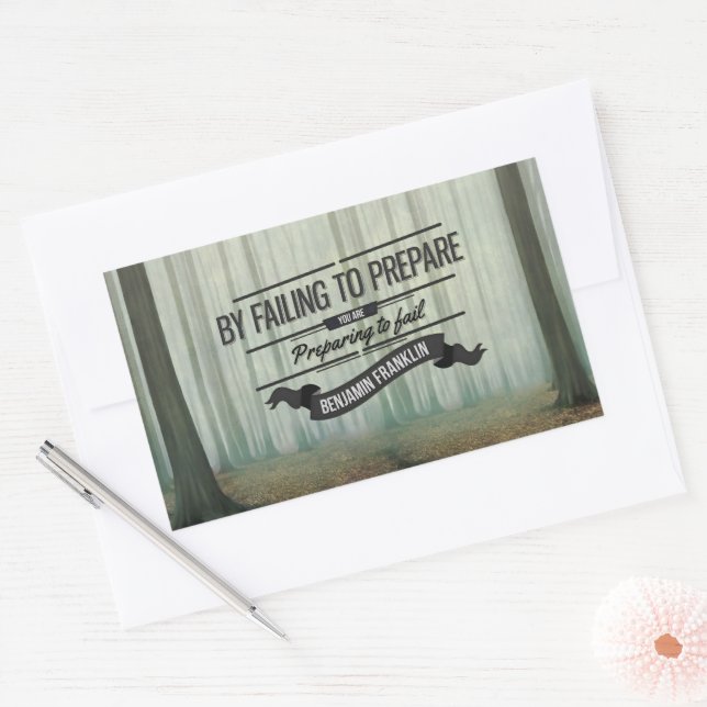 Adesivo Retangular Benjamin Franklin Inspirational Cote "Preparar" (Envelope)