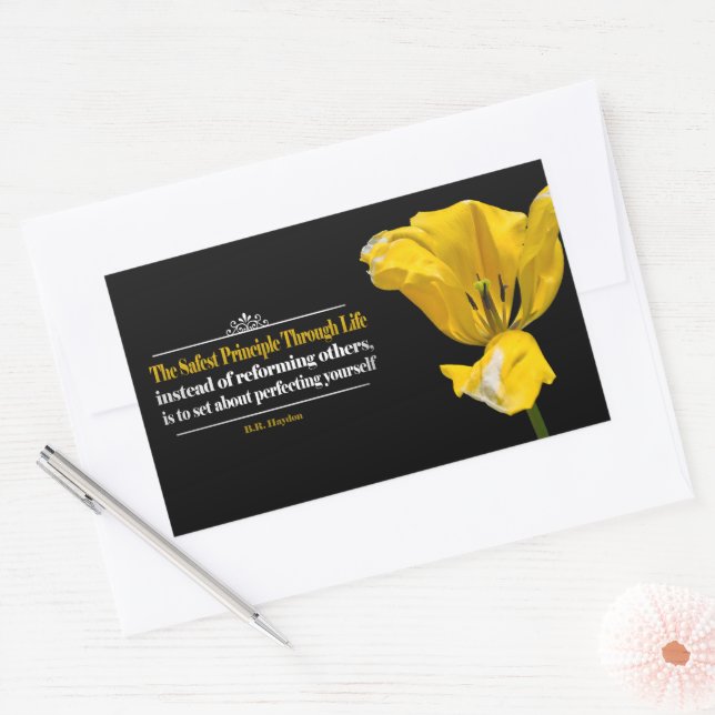 Adesivo Retangular Benjamin Haydon Citação Inspiracional "Princípio" (Envelope)