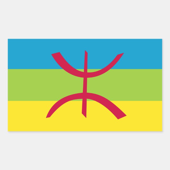 Adesivo Retangular Berber Kabyle Berbers Amazigh Flag ⴰⴾⴻⵏⵢⴰⵍ ⴰⵎⴰⵣⵉⵗ (Frente)
