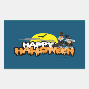 Adesivo Retangular Bert e Ernie   Feliz Halloween