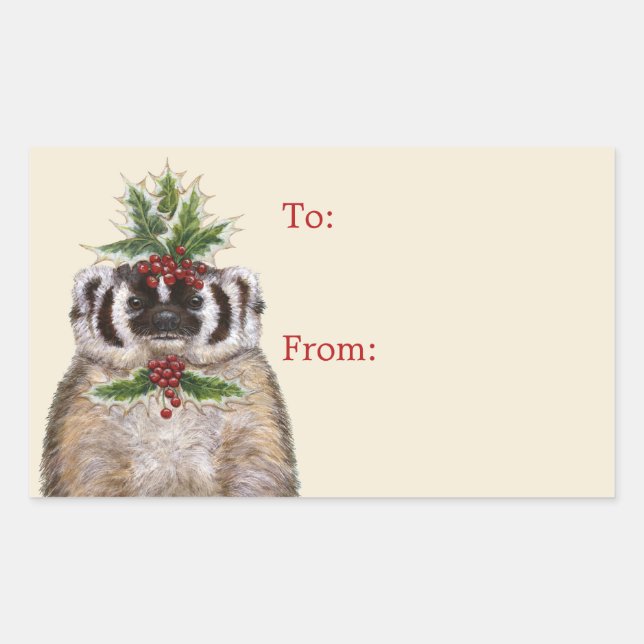 Adesivo Retangular Bertrand, o Natal do texugo para/de autocolantes (Frente)