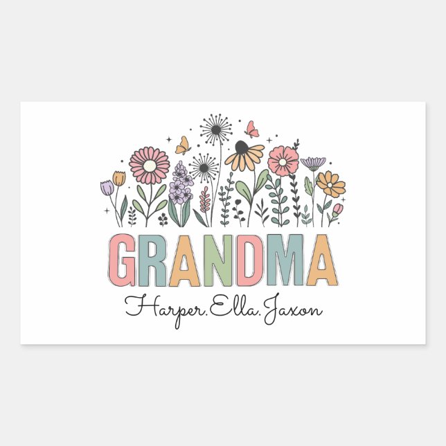 Adesivo Retangular Best Grandma Ever | Happy Grandparents Day Cute (Frente)