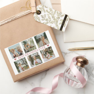 Adesivo Retangular Best Grandma Ever Photo Collage – Gift with Hearts