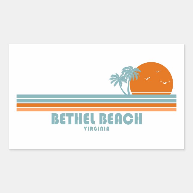 Adesivo Retangular Bethel Beach Virginia Sun Palm Trees (Frente)